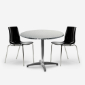 Remos cafebord sæt: 2 farvede stole og 70 cm rund stål bord Udvalg