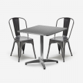 Caelum cafebord sæt: 2 farvede stole og 70x70 cm firkantet stål bord Kampagne