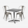 Magnum cafebord sæt: 2 farvede stole og 70x70 cm firkantet stål bord Kampagne