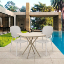 Lavett beige havebord sæt: 2 farvede stole og 72x72 cm firkantet bord Mængderabat
