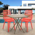 Cevis beige havebord sæt: 2 farvede stole og 72x72 cm firkantet bord På Tilbud