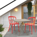 Saiku beige havebord sæt: 2 farvede stole og 72x72 cm firkantet bord Udsalg