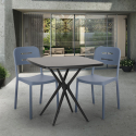 Larum Dark sort havebord sæt 2 farvede stole og 72x72cm firkantet bord På Tilbud
