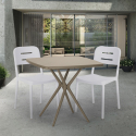 Larum beige havebord sæt: 2 farvede stole og 72x72 cm firkantet bord Mål