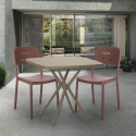 Larum beige havebord sæt: 2 farvede stole og 72x72 cm firkantet bord På Tilbud