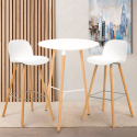 Ojala Light hvid træ barbord sæt: 2 barstole og 60 cm rundt bord Rabatter