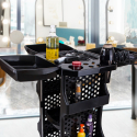 Curly frisør rullebord plast trolley arbejdsvogn med fønholder til salon Tilbud