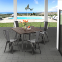 Jamaica grå træ cafebord sæt: 4 Steel One farvet stole og 80x80cm bord På Tilbud