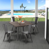 Jamaica grå træ cafebord sæt: 4 Steel One farvet stole og 80x80cm bord På Tilbud