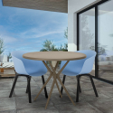 Oden bordsæt loungesæt med 80cm rundt beige bord og 2 udendørs stole Valgfri
