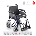 Foldbar kørestol i aluminium transportkørestol Surace 200 Large Tilbud