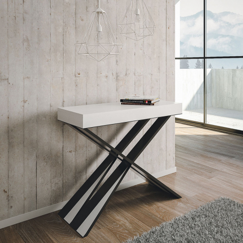 Diago 90x40-300 cm hvidt farvet lille træ spisebord med udtræk
