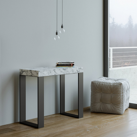 Tecno marble 90x40-300 cm marmor effekt lille træ spisebord med udtræ
