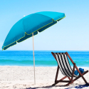 Capri letvægts parasol af stål på 200cm til stranden med vippemekanisme Køb