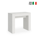 Modem 90x42-302 cm hvidt farvet lille træ spisebord med udtræk På Tilbud