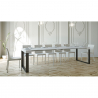 Elettra 90x40-300 cm hvidt farvet lille træ spisebord med udtræk Rabatter