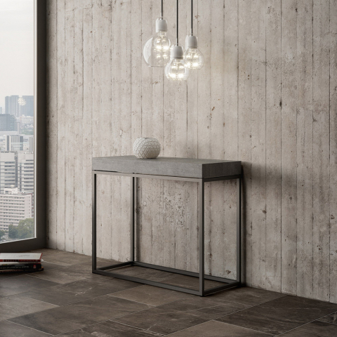 Nordica Concrete 90x40-300 cm betongrå lille træ spisebord med udtræk