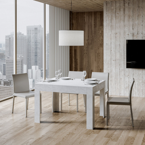Bibi White 90x120-180 cm spatel hvid effekt lille træ spisebord udtræk