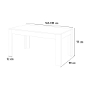Udtrækkeligt spisebord 90x160-220cm hvidt moderne design Bibi Long Udvalg