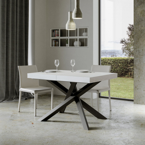Volantis hvidt 90x130-234cm lille spisebord med 2 udtræk bordplader
