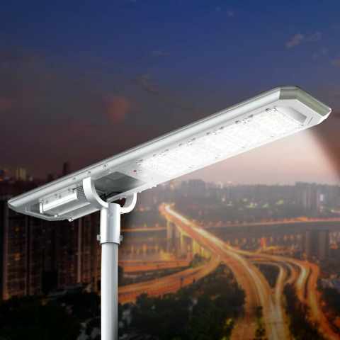 Goldrake solcelle lampe armatur LED gadelys 5000 lm bevægelsessensor