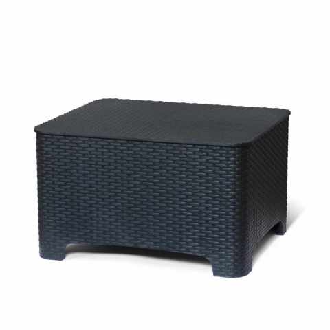 Raffaello polyrattan lille firkantet sort sofabord havemøble hyndeboks Kampagne