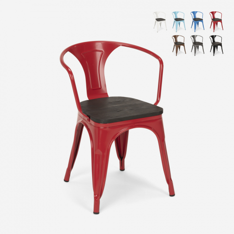 20 stole design metal træ industrielt stil bar køkken steel wood arm Kampagne