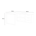 Glassy blankt hvidt hjørne skrivebord 170x140cm 3 skuffer 2 åbne rum Udvalg