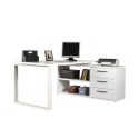 Glassy blankt hvidt hjørne skrivebord 170x140cm 3 skuffer 2 åbne rum Tilbud