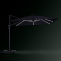 Waikiki Light Dark stor hænge parasol 3x3 m med solcelle LED lys have Rabatter