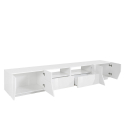 More TV bord blank hvid lav skænk 260x43 cm med 2 skuffe og 4 låger Udsalg