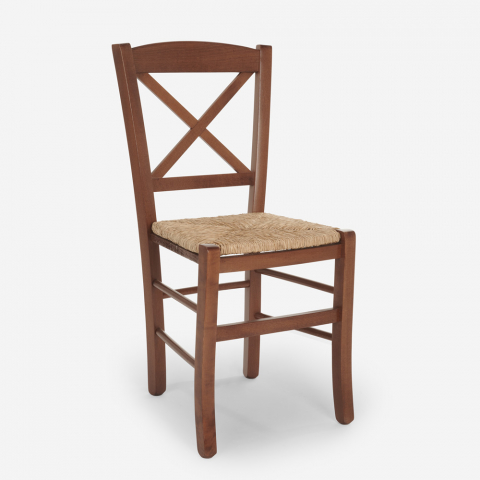 Venezia Croce Paglia AHD massivt træ spisebords stol fletsæde design Kampagne