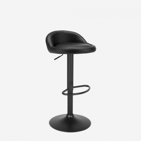 Baltimora Black Edition sort barstol med ryglæn i kunstlæder stål stel
