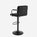 Las Vegas Black Edition sort barstol med ryglæn i kunstlæder stål stel Udsalg