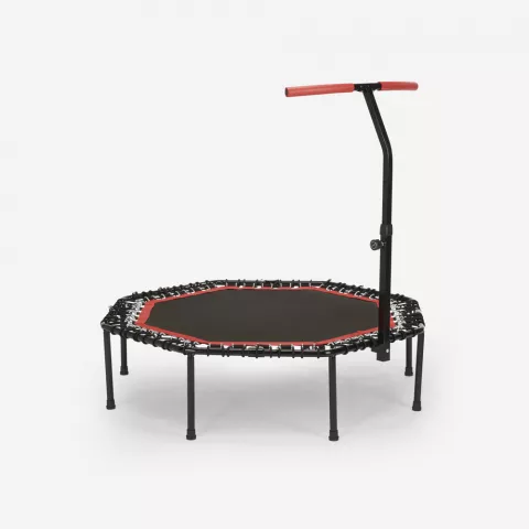 Panther lille mini fitness trampolin 128 cm med støttehåndtag foldbar Kampagne