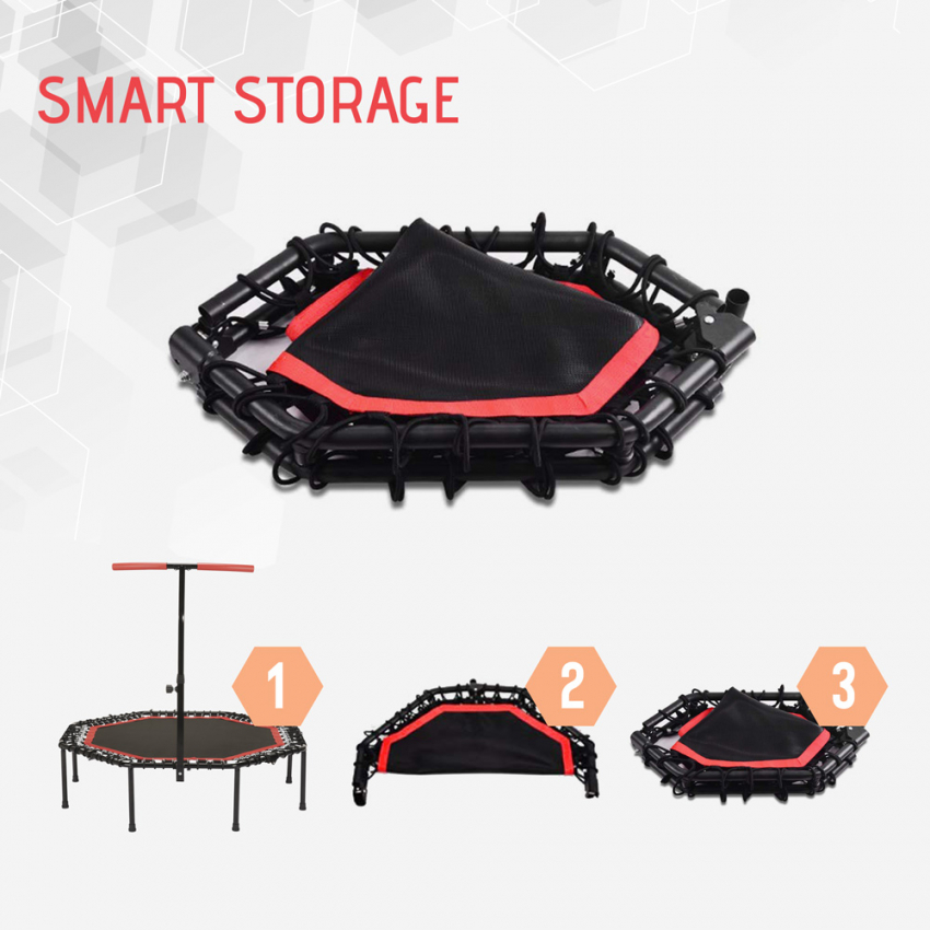 Klasseværelse forurening du er Panther lille mini fitness trampolin 128 cm med støttehåndtag foldbar
