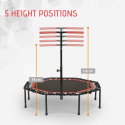Panther lille mini fitness trampolin 128 cm med støttehåndtag foldbar Mængderabat