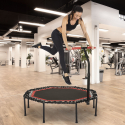 Panther lille mini fitness trampolin 128 cm med støttehåndtag foldbar På Tilbud