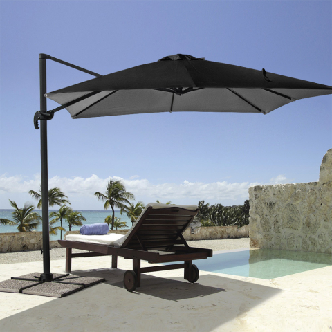 Paradise Noir 3x3m kvadratisk hænge parasol til have altan med tilt
