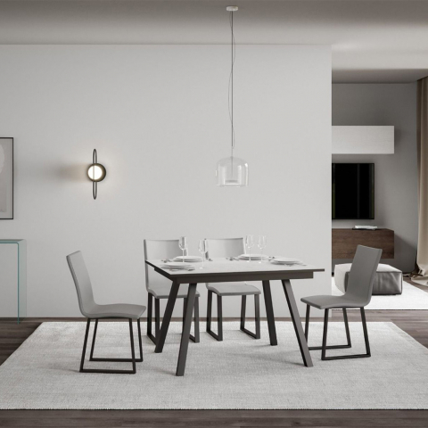 Mirhi 90x120-180 cm hvidt farvet lille træ spisebord med udtræk Kampagne