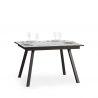 Mirhi Marble 90x120-180 cm marmor effekt lille træ spisebord udtræk Tilbud