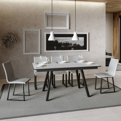 Mirhi Long 90x160-220 cm hvidt farvet lille træ spisebord med udtræk
