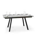 Mirhi Long Marble 90x160-220 cm marmor effekt træ spisebord med udtræk Tilbud