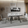 Mirhi Long Marble 90x160-220 cm marmor effekt træ spisebord med udtræk Kampagne