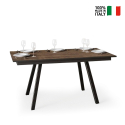 Mirhi Long Noix 90x160-220 cm valnød effekt lille træ spisebord udtræk På Tilbud