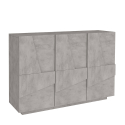 Ping Bronx M cementgrå lav skænk 121 cm med 3 låger 2 hylder og rum Tilbud