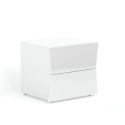 Arco Smart lille træ sengebord natbord med 2 skuffer i blank hvid Tilbud
