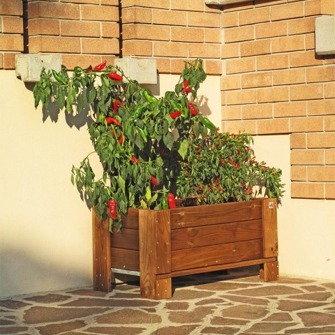 Plantekasse 81x44x40 cm udendørs i træ til have terrasse altan