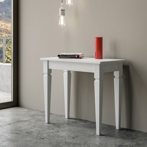 Impero 90x48-308cm lille træ hvidt farvet spisebord med udtræk Kampagne