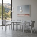 Impero 90x48-308cm lille træ hvidt farvet spisebord med udtræk Udsalg